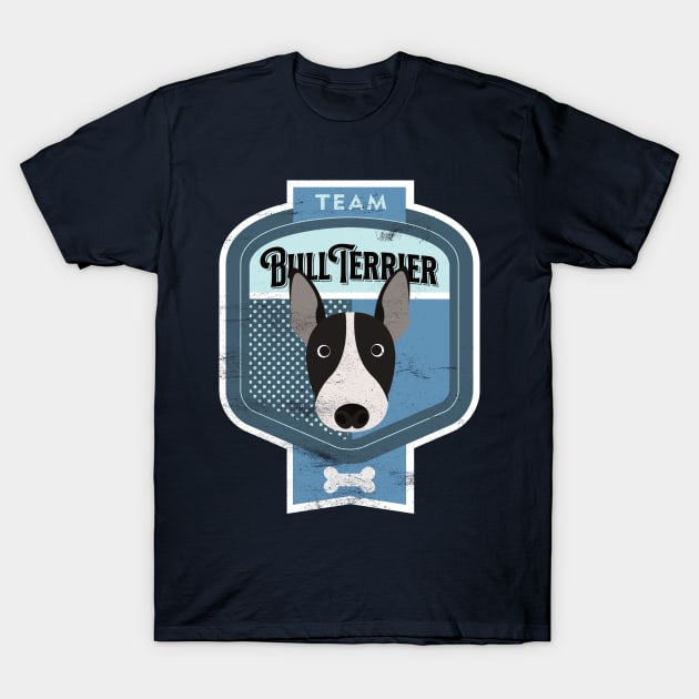 Team Bull Terrier - Distressed English Bull Terrier Beer Label Design T-Shirt by DoggyStyles